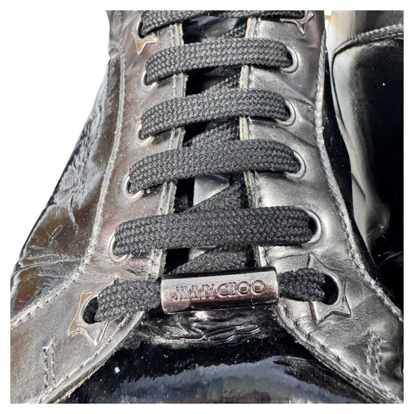 Jimmy Choo black/silver Leather Miami Low Top Sneakers Size 39 (US 8.5) woman's - Picture 3 of 6